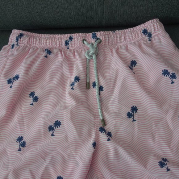 Vintage Summer Pink & White with Blue Palm Trees Size M Bathing Suit - Picture 2 of 15